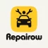 Logo of Repairow featuring a stylized yellow car icon with a rider and wrenches, paired with the brand name in ITC Bauhaus font, symbolizing modern and reliable vehicle repair services.